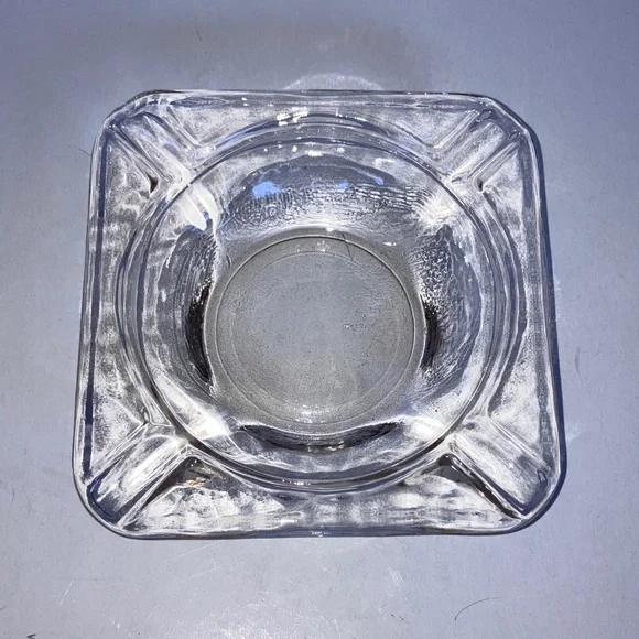 Vintage Clear‎ Glass Ashtray 5”