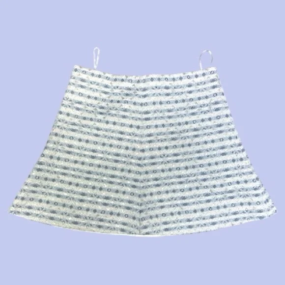 J. Crew Elegant Blue and Cream Gold Mini Aline Skirt Size 12