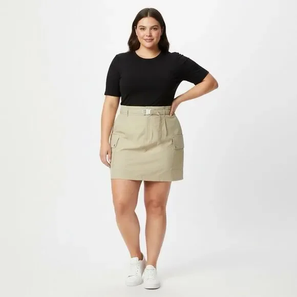 PrettyLittleThing Plus Khaki Cargo Mini Skirt Utility Y2K Womens Sz 22