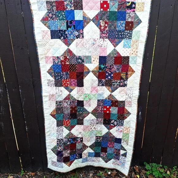 Quilt Wall Hanging 34”x 65” Star Chiclets? Multi-color