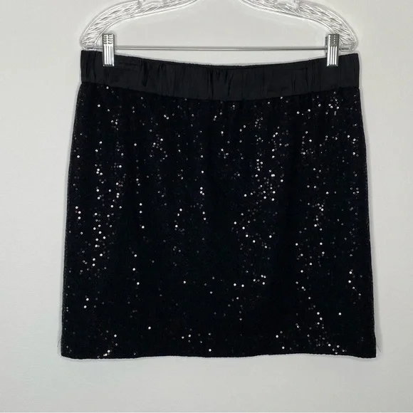 Loft Black Sequin Wool Blend Skirt