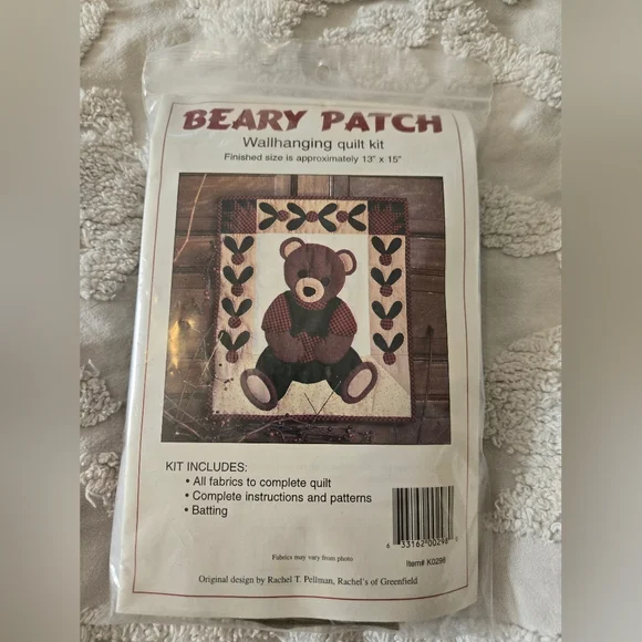 Wallhanging Quilt Kit Beary Patch Winter Bear 13×15 Complete Kit NOS NIP