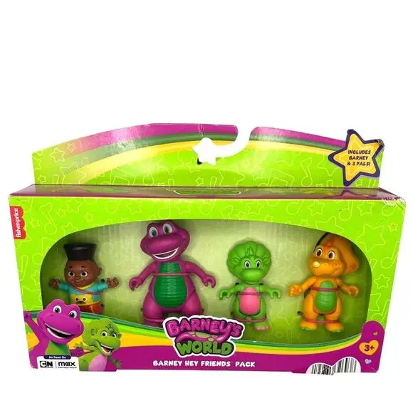 Barney's World, Barney Hey Friends Pack, Action Figures Set by Mattel- New