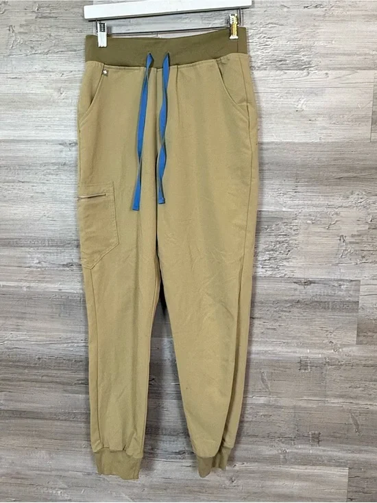 FIGS Zamora High Waisted Jogger Scrub Pants S Small Tan Khaki FIONx Blue String