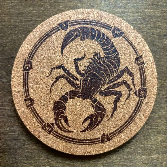 Scorpio Artistic Zodiac Design Laser Engraved Cork Coaster