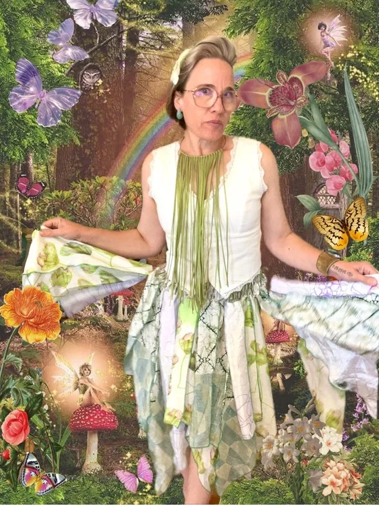 New! The “Green Witch” Fairycore Flowy Scarf Skirt Or Dress Smocked