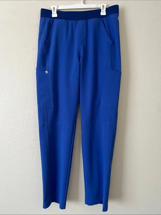EUC FIGS Axim Cargo Scrub Pants Drawcord Waist Blue PO#1660 Size L