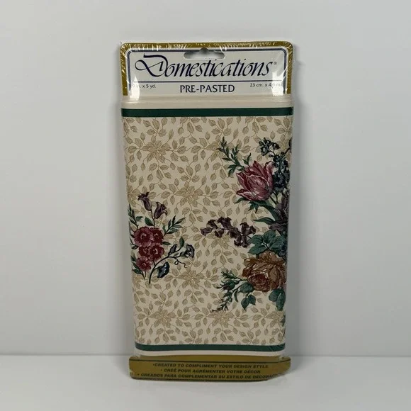 Domestications Wallpaper Border 9 Inch 5 Yards Pre-Pasted Heirloom Floral Flower