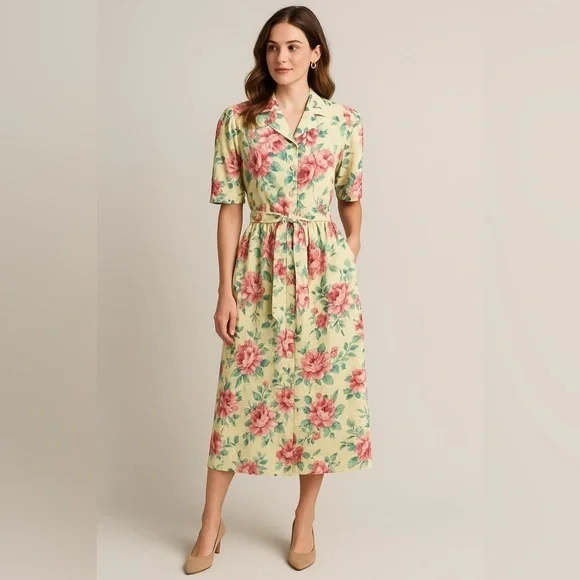 Components Susan Bristol vintage cottagecore prairie floral print linen 2-piece.