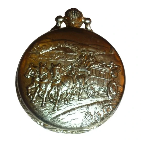 Collezione Quartz Pocket Watch Gold Tone Engraved‎ Case Men's Style
