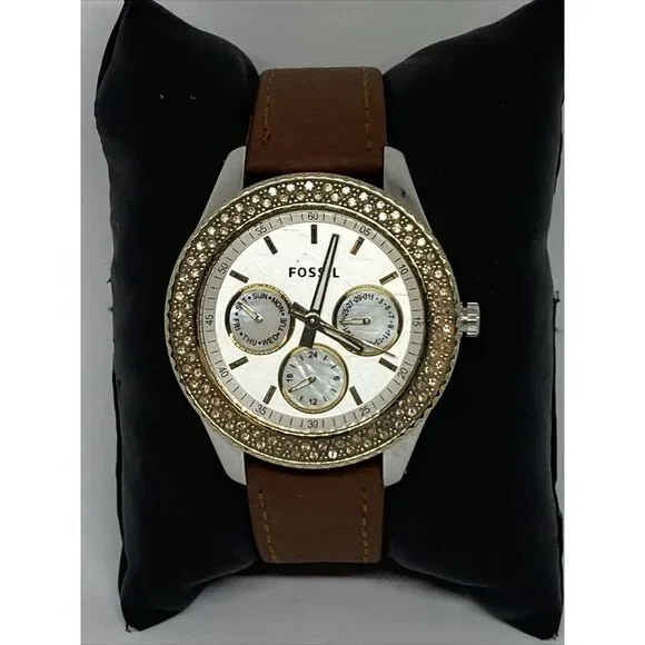 Fossil Stella ES2944 Women's Brown Leather Analog Dial Quartz Wrist Watch WO561