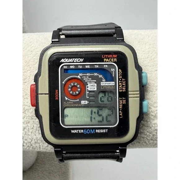 Aquatech Digital Mens Watch 13533 Pacer New Battery 38MM 8