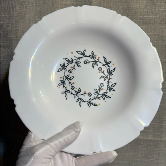 5- Ikea Sanning White Pasta/Soup Bowl With Flowers