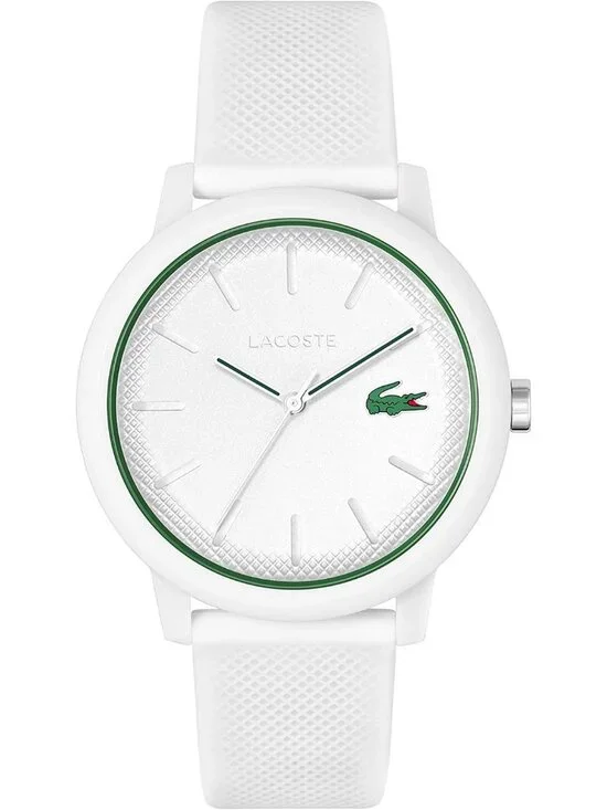 Men's White Rubber Strap Analog Quartz TR90 Case Premium Sporty Round Watch