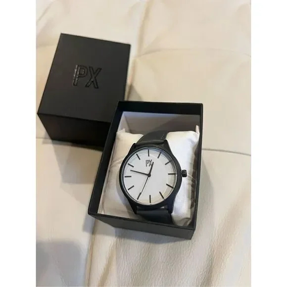 Px Henry Leather Strap Watch dark grey