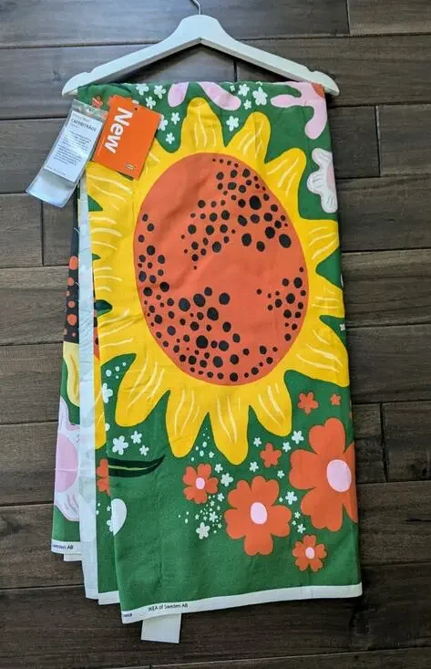 Ikea CAFEBITRADE Pre-Cut Fabric Green/Multicolor Floral Pattern 59x118