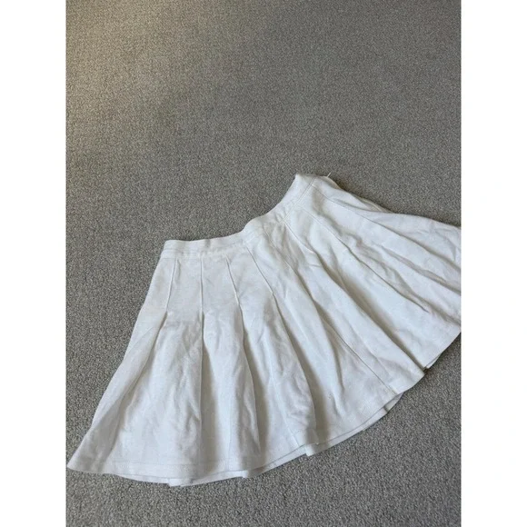 Urban Outfitters Preppy Pleated Skirt Size S White Cotton Pique Tennis Mini