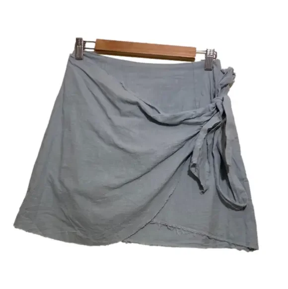 Showpo mint blue cotton mini wrap skirt .Size 4