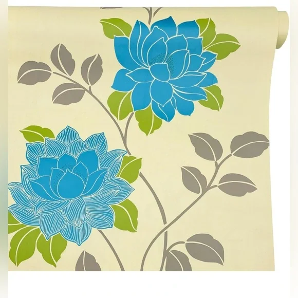 Yifely Large Blue Peony Shelf Liner Self-Adhesive Dresser Drawer Covering (070)