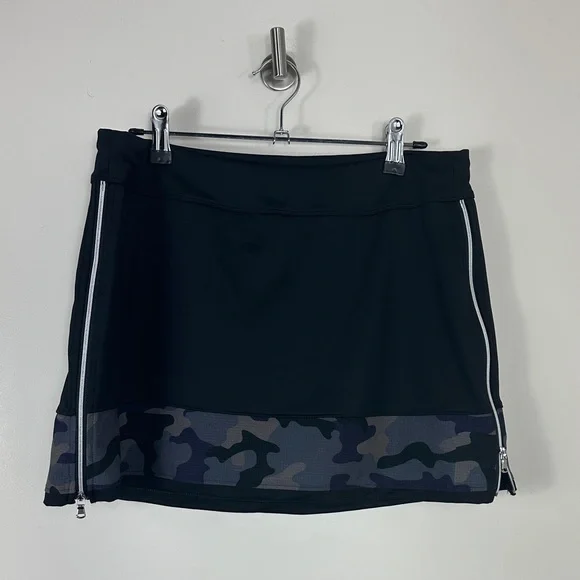 InPhorm Black Camo Zipper Trnnis Golf Built in Shorts Skirt Medium