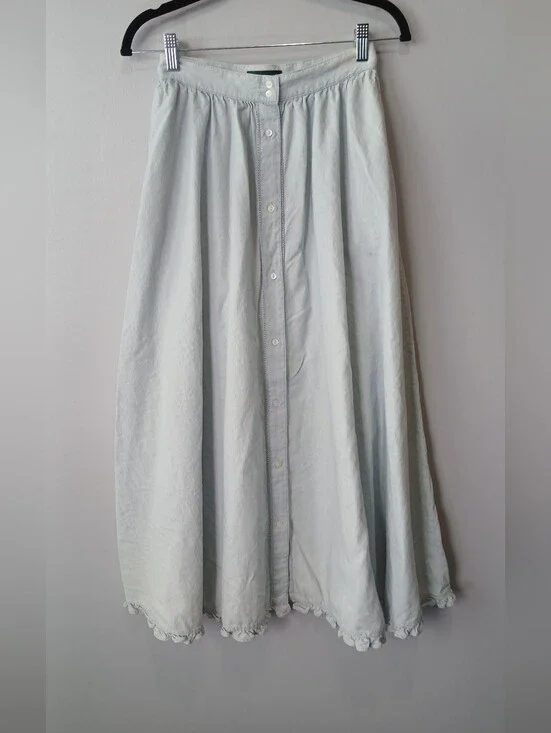 Lauren Jeans Co. Ralph Lauren Chambray Maxi Skirt Womens 2P Cottagecore Coastal