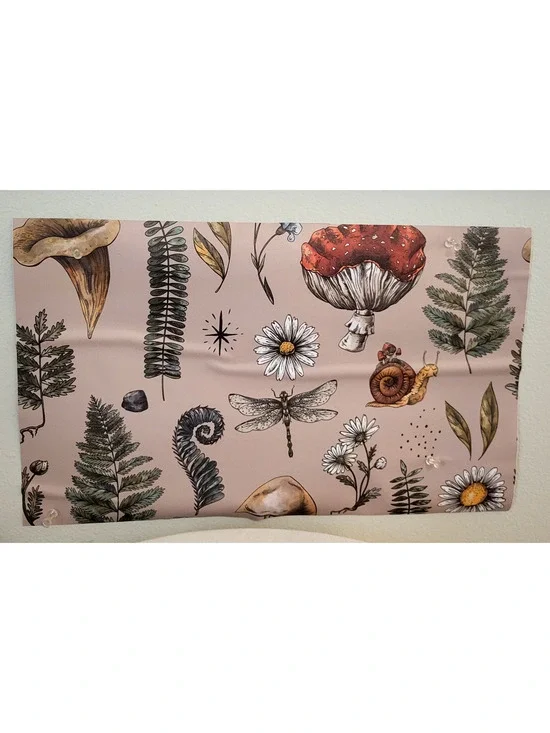 VEELIKE Brown Mushroom Fern Botanical Forest Wallpaper Peel & Stick Scraps READ
