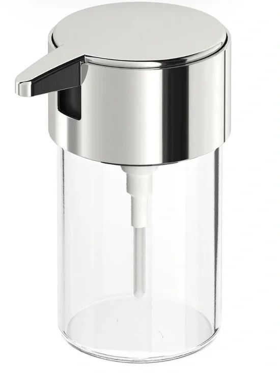 IKEA ‘Kalkgrund’ Chrome Pump Soap Dispenser with Clear Bottle