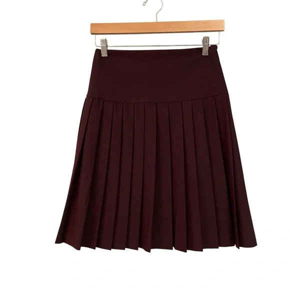 Theory Dark burgundy Pleated Skater Skirt