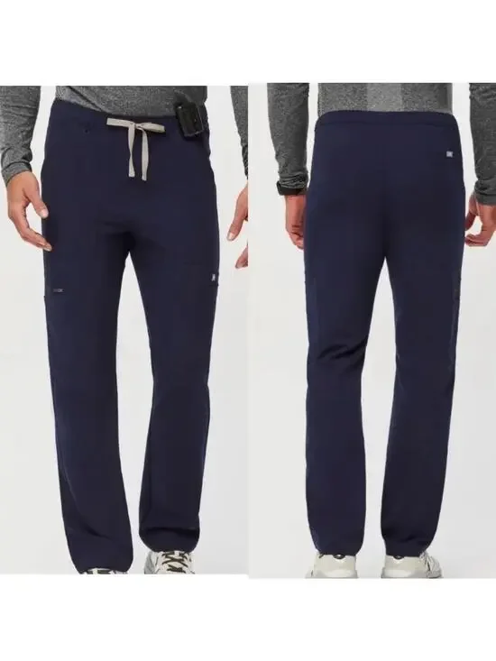 Figs Cairo Cargo Scrub Pants Mens XXL Tall Navy Blue Medical Pockets Drawstring