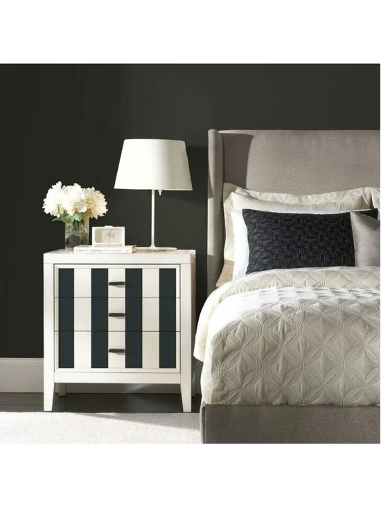 RoomMates RMK11082WP Black Awning Stripe Peel and Stick Wallpaper 20.5