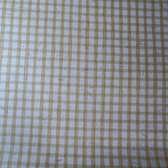 VTG Butter Yellow Gingham Wallpaper Roll Textured Grasscloth Style 20.5In Wide