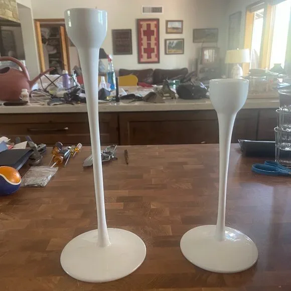 Vintage Ikea Blomster Handblown Glass Candlesticks - Pair