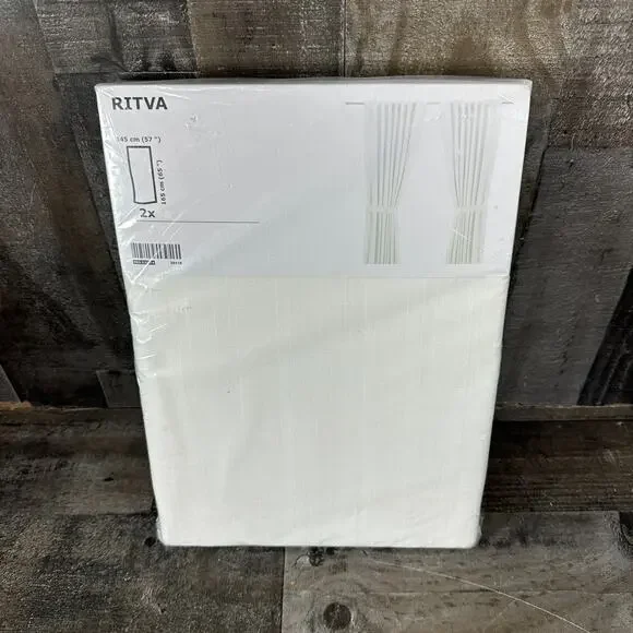 IKEA RITVA WHITE PAIR CURTAINS [2 PANELS] 57