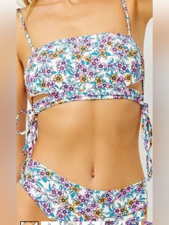 Frankies Bikinis Flower Farm Bikini Set London Top Gabe Bottom size M