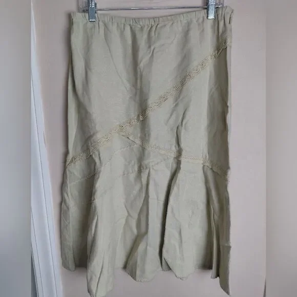 J. Jill Beachgrass Midi Skirt 100% Linen Size MEDIUM New With Tags