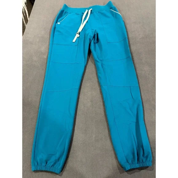 FIGS Technical Collection Cargo Scrub Pants Womens S/T Blue Drawstring Waist