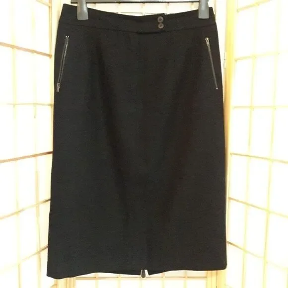 Harve Benard Zip Back Pockets Wool Blend Skirt