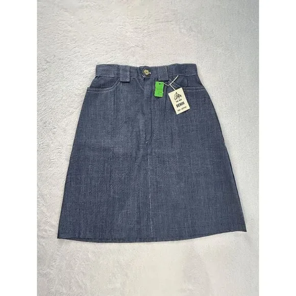 Vintage 1970s Denim Mid Length Skirt 100% Cotton NWT A Line Size 14/ 28