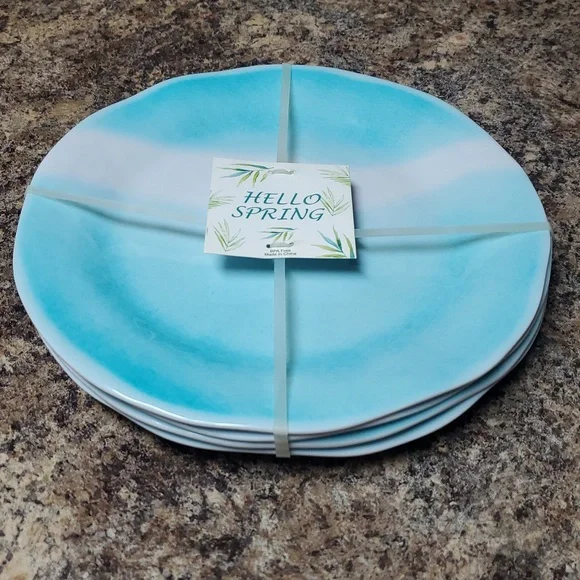 Aqua Melamine Dinner Plate Set