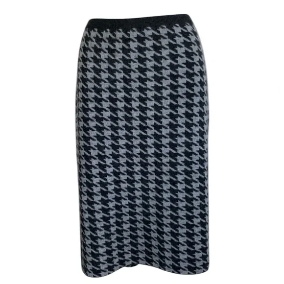 NEW! KIER + J Cashmere skirt grey/black houndstooth, pull-on. Size XL