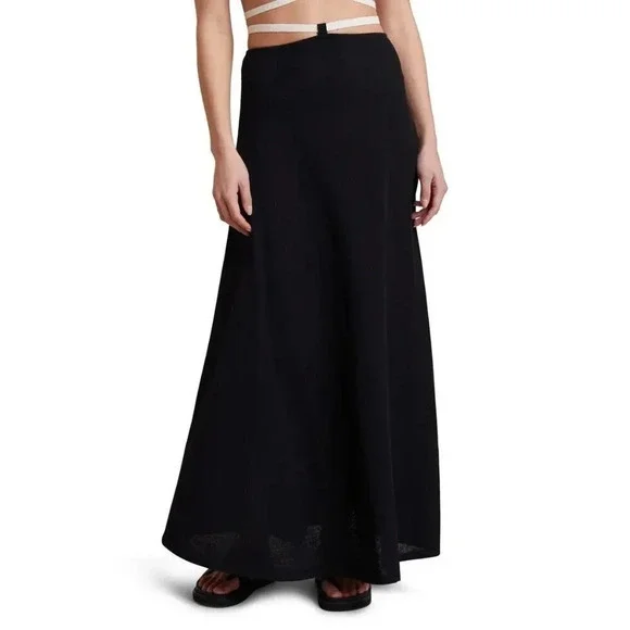 Bec & Bridge Lauryn Knit Maxi Skirt in Black 4 New Womens wrap Tie