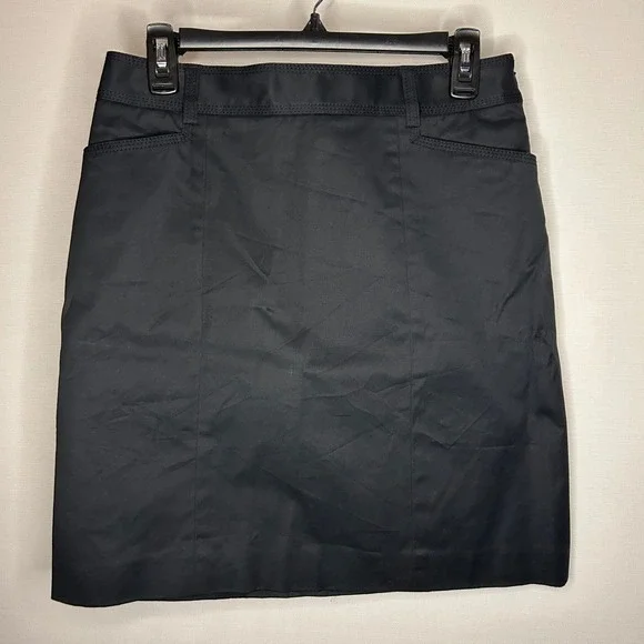 J.Crew Stretch Black Cotton Blend ALine Skirt Women P6 Minimalist Casual Neutral