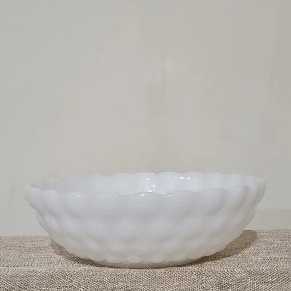 Anchor Hocking White Milk Glass Bubble Serving Bowl