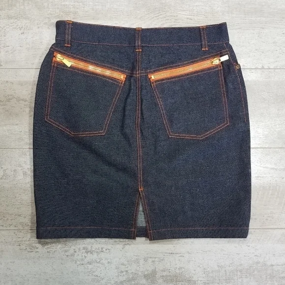 Michael Kors Orange Stitched Demin Jean Skirt 6