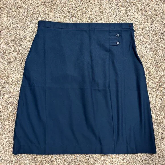 Lands End Navy Blue One Pleated Skirt - NWOT - Women's Size 14 - 2107