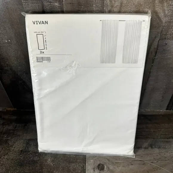 IKEA VIVAN Curtains Drapes 1 Pair White 2 Panels 57