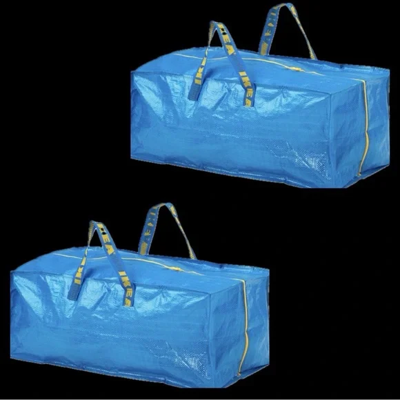 Set of 2 IKEA FRAKTA Blue Zipper Storage Bag Duffle Backpack 20 gallon NWT
