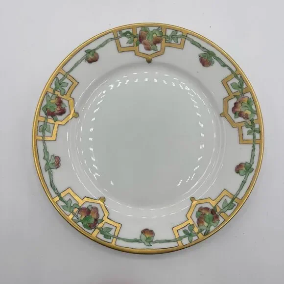 Vintage Haviland Limoges Hand Painted Porcelain Bread Plate Art Deco Fruit Gold