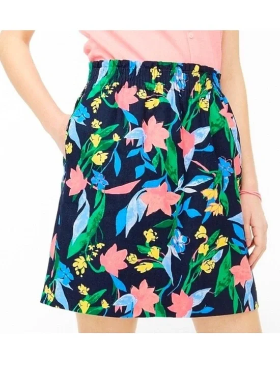 J. Crew Linen-Cotton Blend Floral City Skirt Sz 4