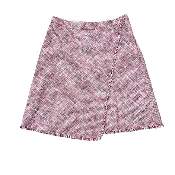 Banana Republic Skirt, Tweed Style with Fringe, Size 2, Pink, Red, White, Blue